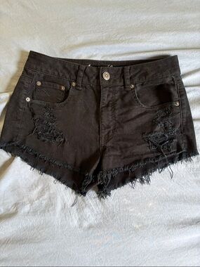 American Eagle Outfitters Black Distressed Denim Cutoff Shorts